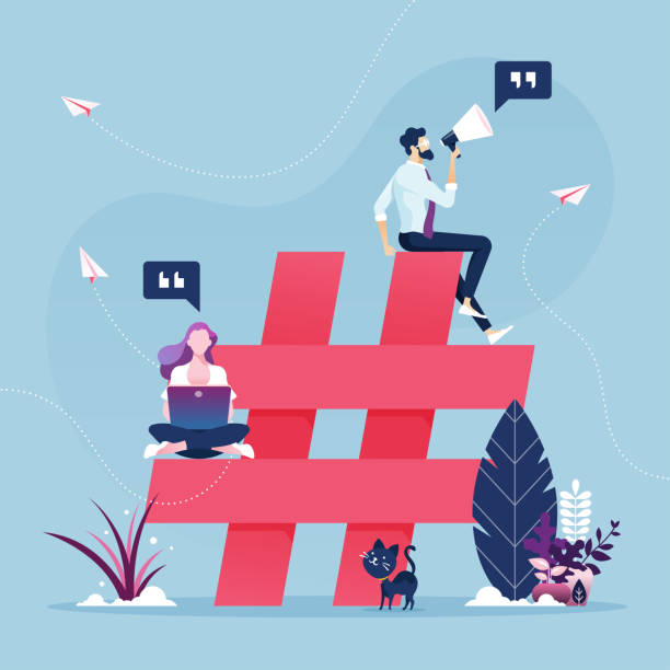 Group Of People With Hashtag Icon Social Media Marketing Concept youtuber
