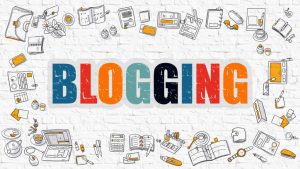 Blogging Concept. Multicolor On White Brickwall.