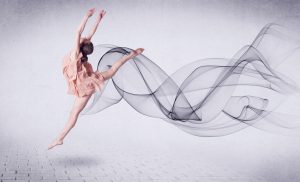 Modern Ballet Dancer Performing With Abstract Swirl