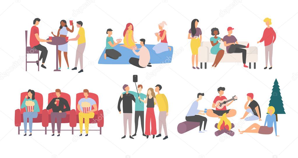 Depositphotos 256540470 Stock Illustration Friends Meeting And Pastime Together