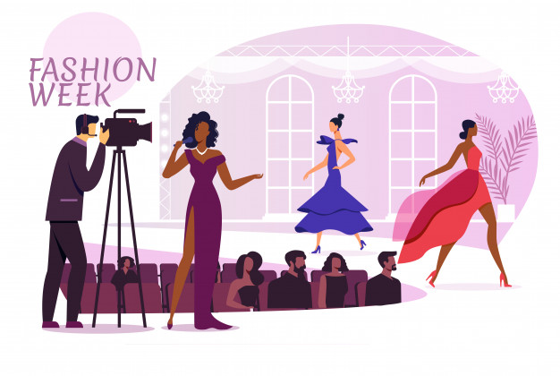 Fashion Week Show Flat Illustration designer designing