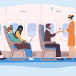 Illustration Cabin Crew Member Passengers Plane