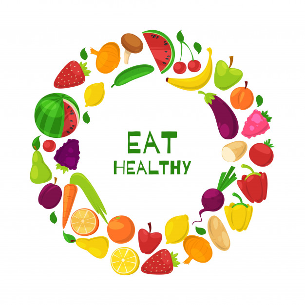 Organic Healthy Fruits Vegetables Circle Eat Healthy Cartoon Illustration 109709 1602