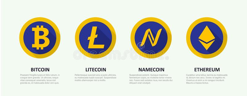Set Logos Popular Crypto Currency Set Logos Popular Crypto Currency Bitcoin Litecoin Ethereum Namecoin Flat 102423195