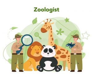 Zoologist Concept Scientist Exploring Studying Fauna Wild Animal Rotection Expedition To Nature Isolated Vector Illustration 190543187
