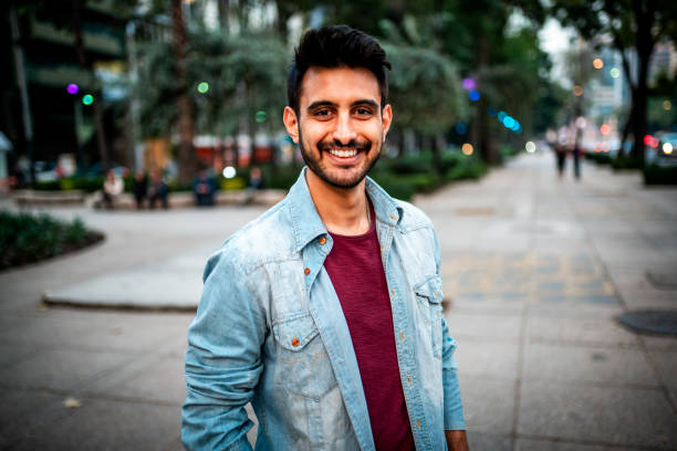 Portrait Of A Handsome Latin Man Looking At The Camera