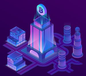 Vector Isometric City In Ultra Violet Colors