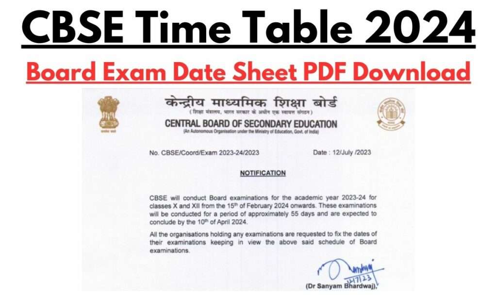 Cbse Time Table 2024