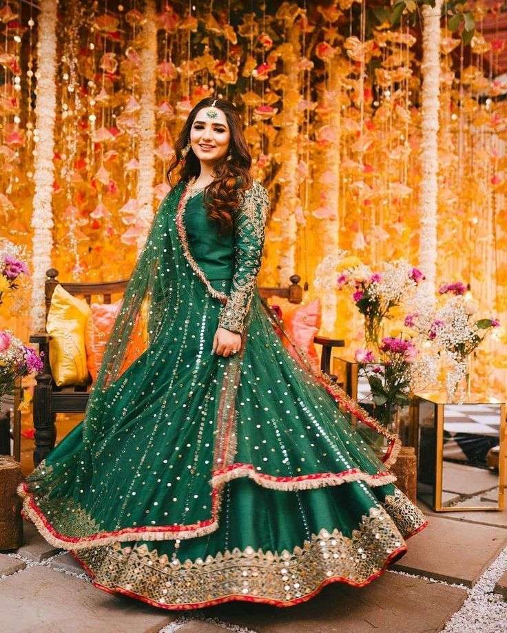 Orange and green mehndi dress store