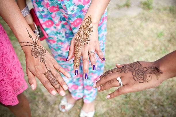 Henna Tattoo On Hand For Wedding Celebration