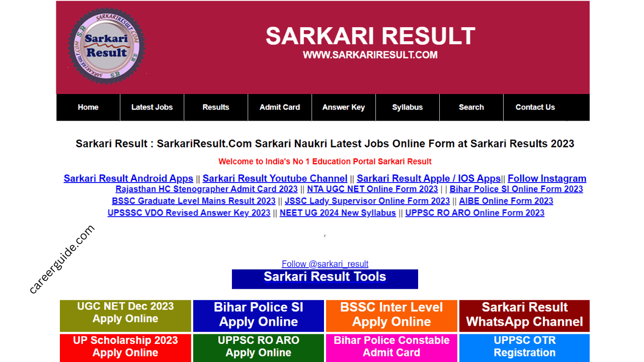 Sarkari Result Sarkariresult Careerguide.com