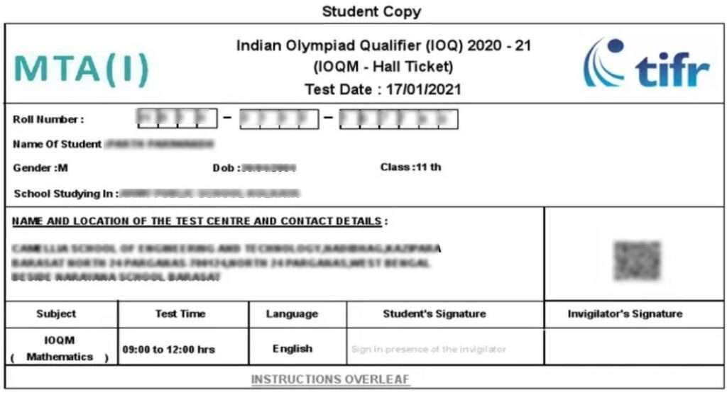 Ioqm Admit Card