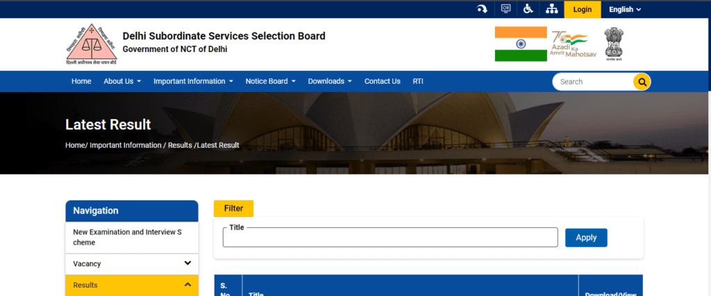 DSSSB PRT Result 2022