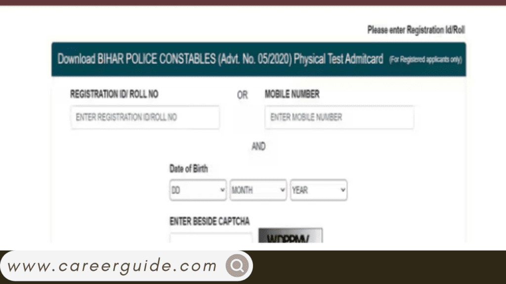 csbc bihar police constable admit card