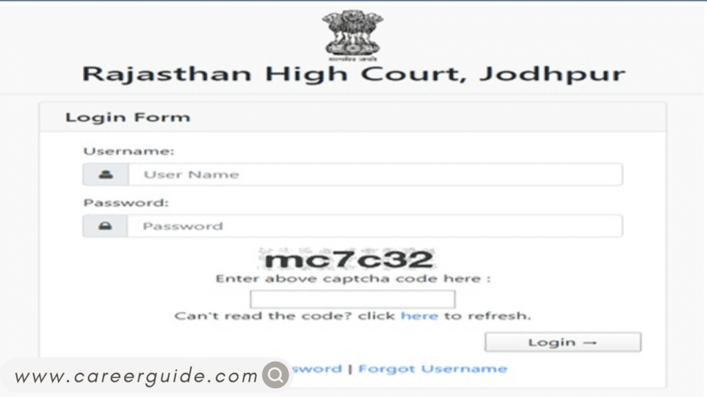 rajasthan high court jodhpur admit card