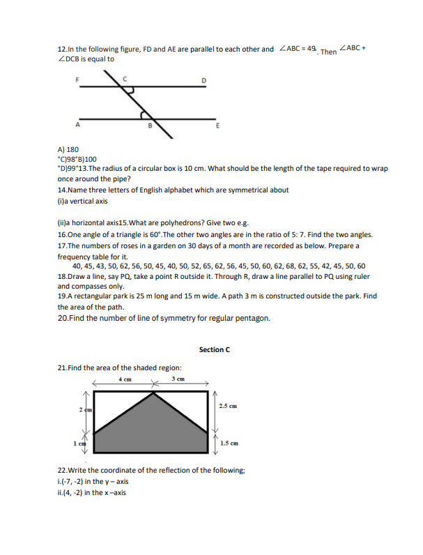 Cbse Sample Paper Class 7 Maths 2