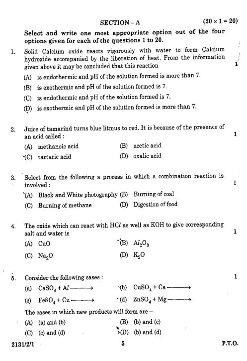 Class 10 Science Question Paper 3
