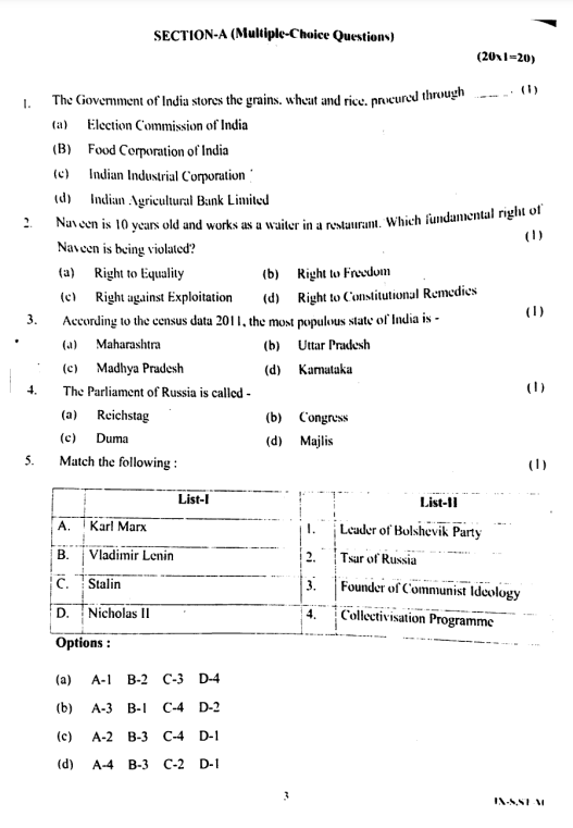 Sample Paper Of Sst Class 9 Half Yearly 3