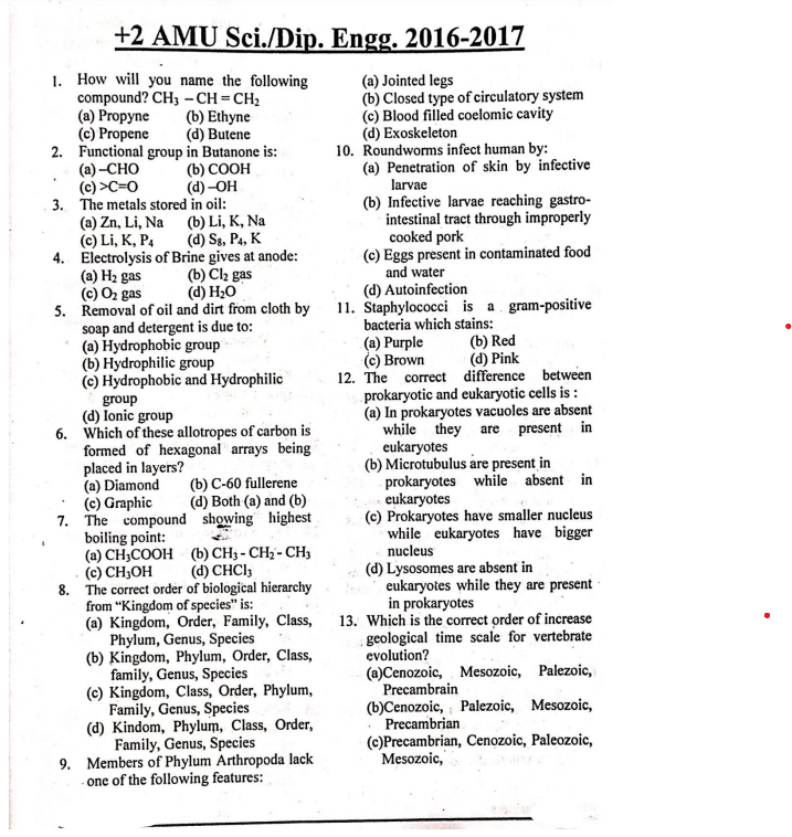 Amu Question Paper Of Class 11 (2006 2017)