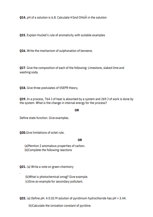 Chemistry Sample Paper Class 11 3