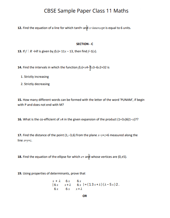 Class 11 Maths Sample Paper 3